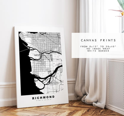 Richmond Map Print (Canada) - City Map Poster - Map Art - Map Wall Art - Canada City Maps - Richmond Print - Poster - Minimalist City Map