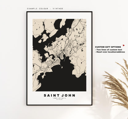 Saint John Map Print - City Map Poster - Map Art - Map Wall Art - Canada City Maps - Saint John Print - Poster - Minimalist City Map