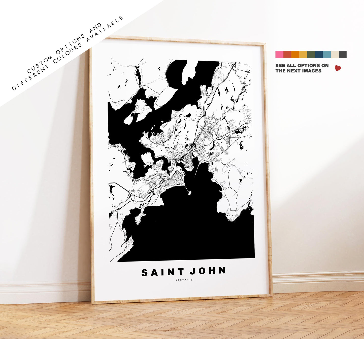 Saint John Map Print - City Map Poster - Map Art - Map Wall Art - Canada City Maps - Saint John Print - Poster - Minimalist City Map