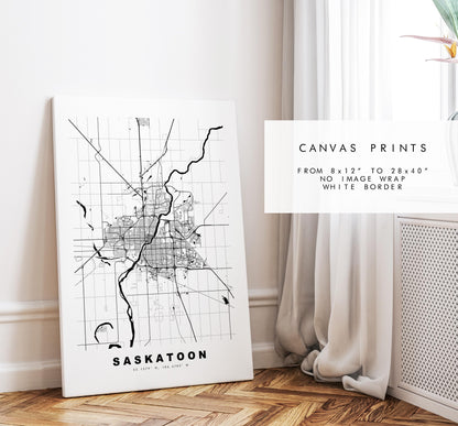 Saskatoon Map Print - City Map Poster - Map Art - Map Wall Art - Canada City Maps - Saskatoon Print - Saskatoon Poster - Minimalist City Map