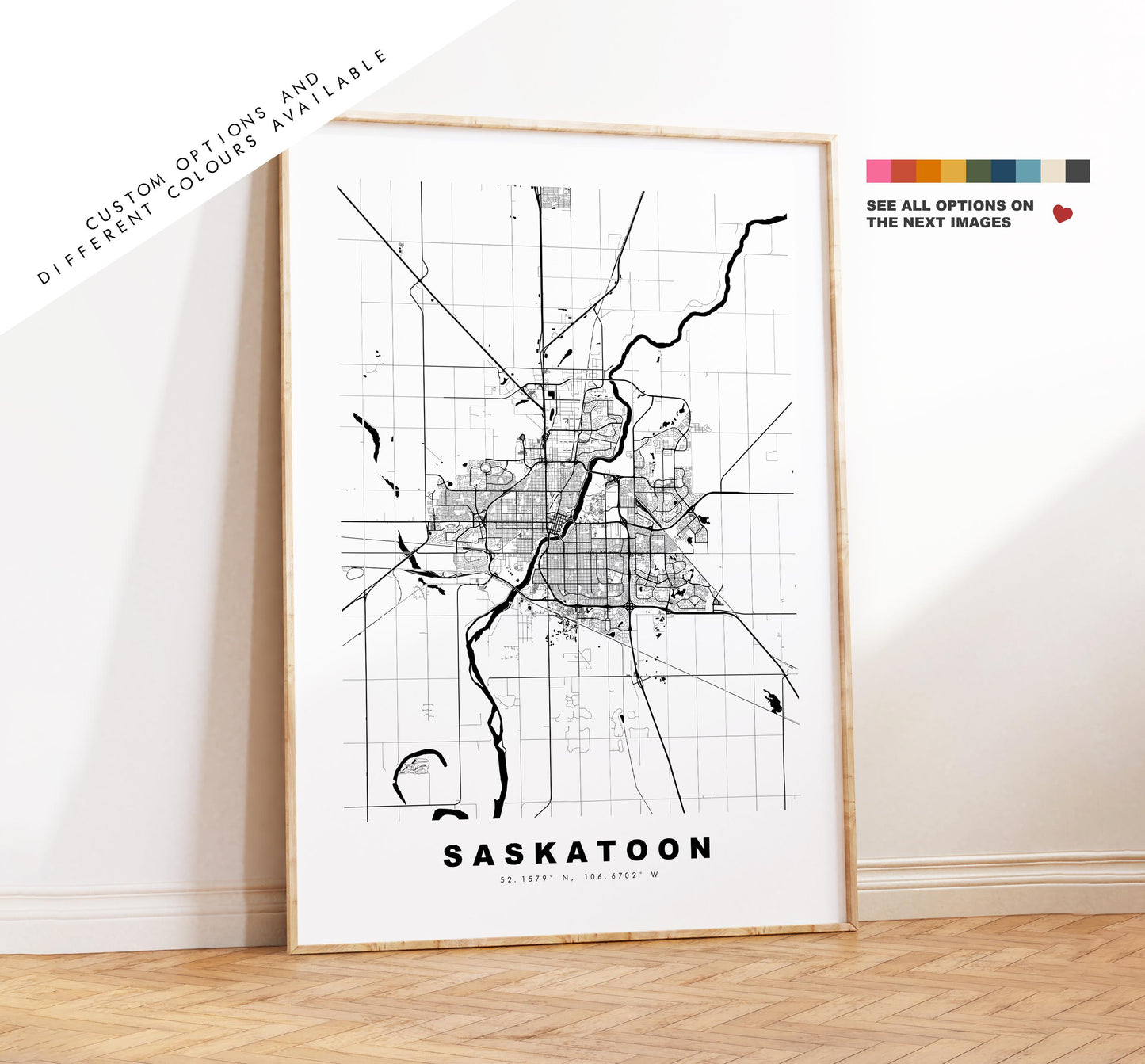 Saskatoon Map Print - City Map Poster - Map Art - Map Wall Art - Canada City Maps - Saskatoon Print - Saskatoon Poster - Minimalist City Map