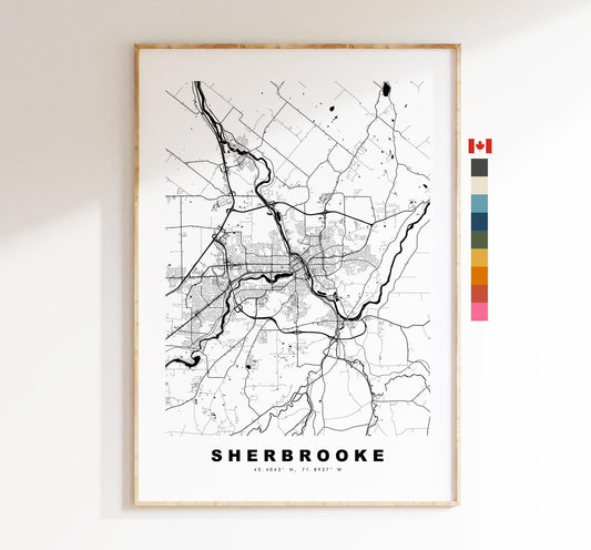 Sherbrooke Map Print - City Map Poster - Map Art - Map Wall Art - Canada City Maps - Sherbrooke Print - Poster - Minimalist City Map