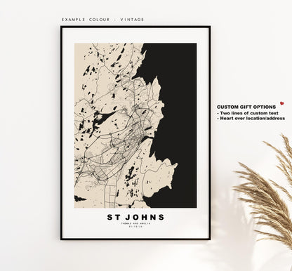 St Johns Map Print - City Map Poster - Map Art - Map Wall Art - Canada City Maps - St Johns Print - St Johns Poster - Minimalist City Map