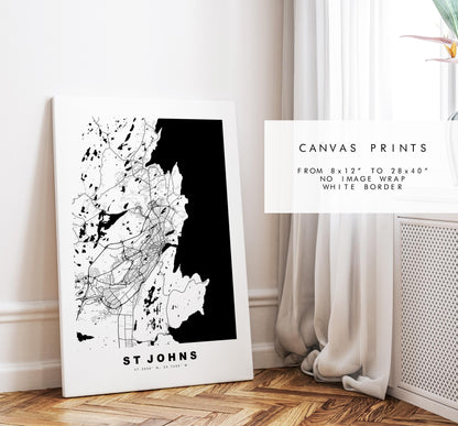 St Johns Map Print - City Map Poster - Map Art - Map Wall Art - Canada City Maps - St Johns Print - St Johns Poster - Minimalist City Map