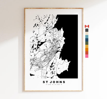 St Johns Map Print - City Map Poster - Map Art - Map Wall Art - Canada City Maps - St Johns Print - St Johns Poster - Minimalist City Map