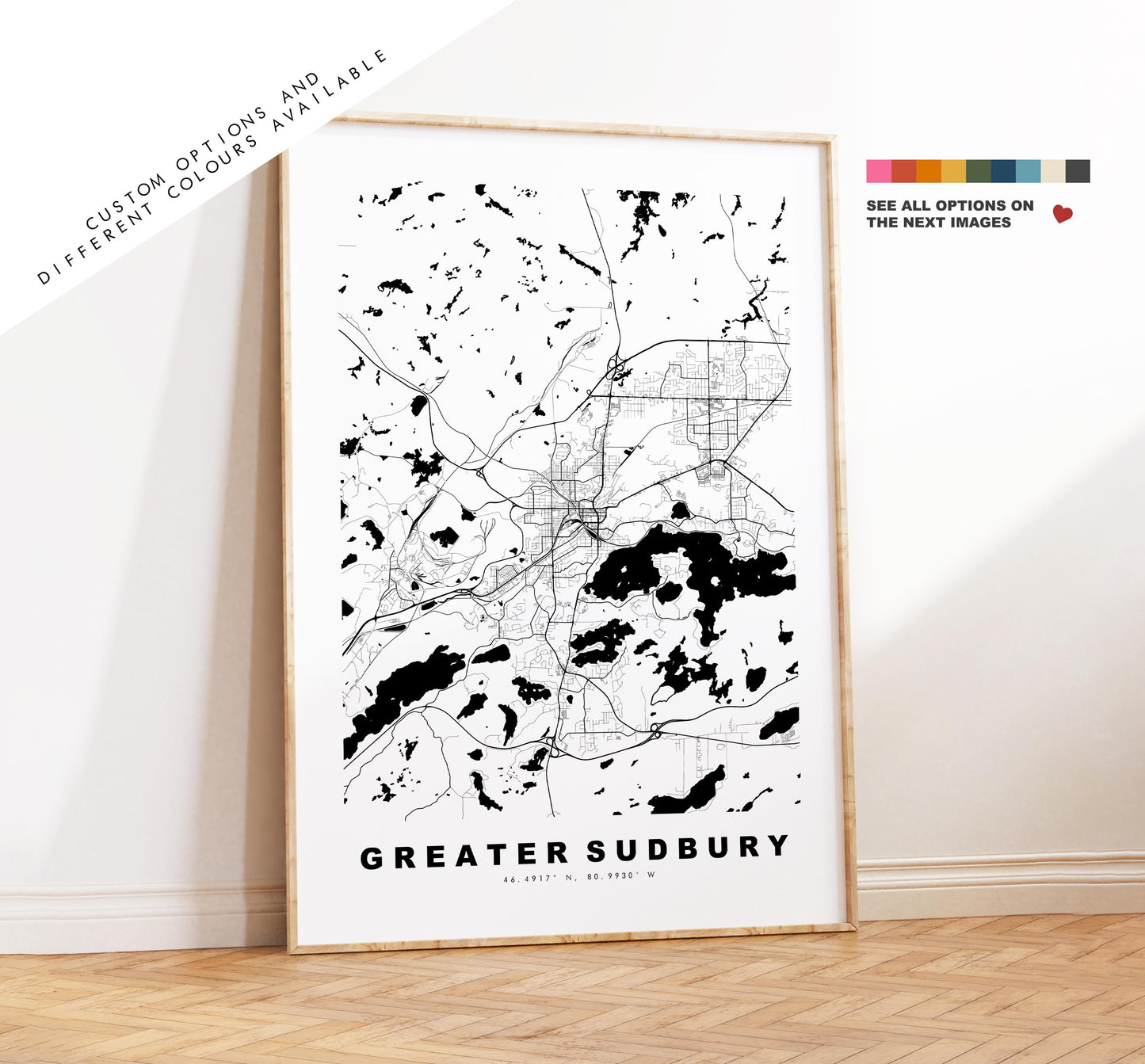 Greater Sudbury Map Print - City Map Poster - Map Art - Map Wall Art - Canada City Maps - Sudbury Print - Poster - Minimalist City Map