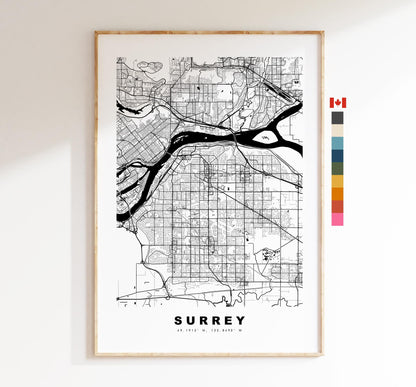 Surrey Map Print (Canada) - City Map Poster - Map Art - Map Wall Art - Canada City Maps - Surrey Print - Surrey Poster - Minimalist City Map