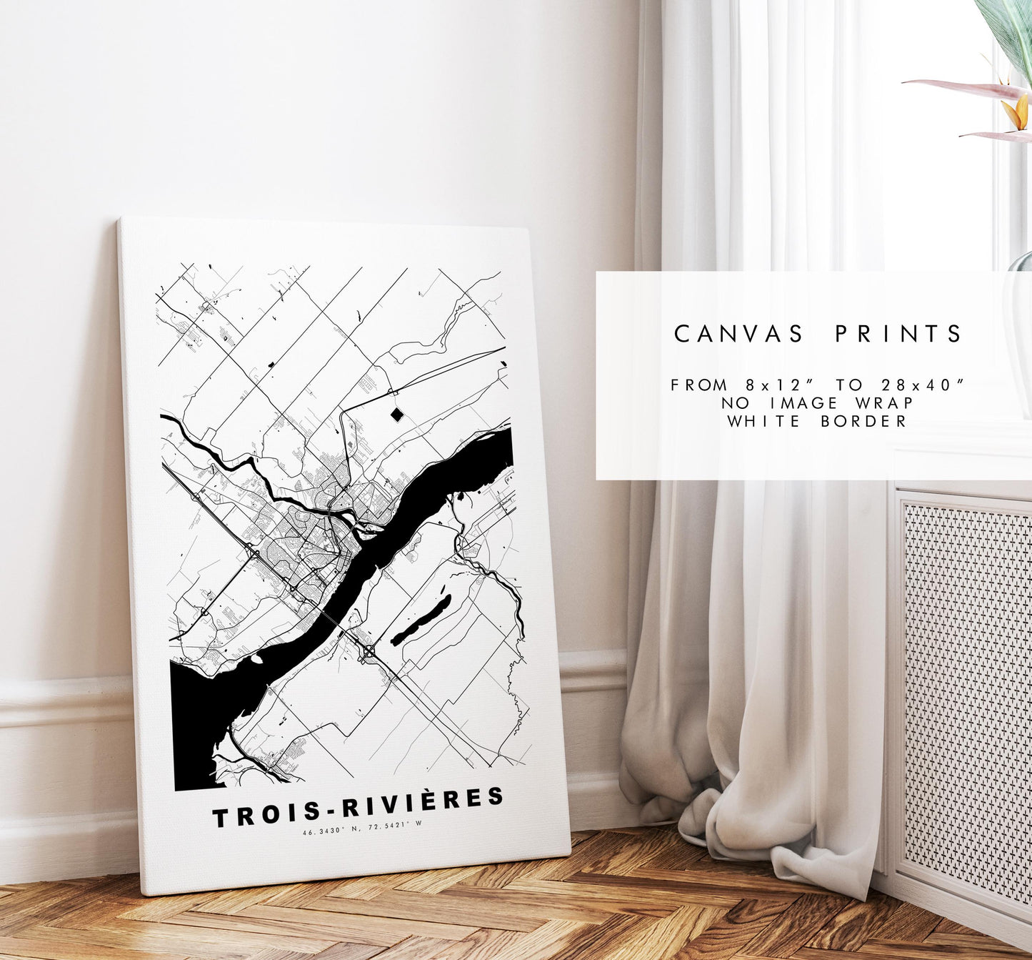 Trois-Rivières Map Print - City Map Poster - Map Art - Map Wall Art - Canada City Maps - Three Rivers Print - Poster - Minimalist City Map