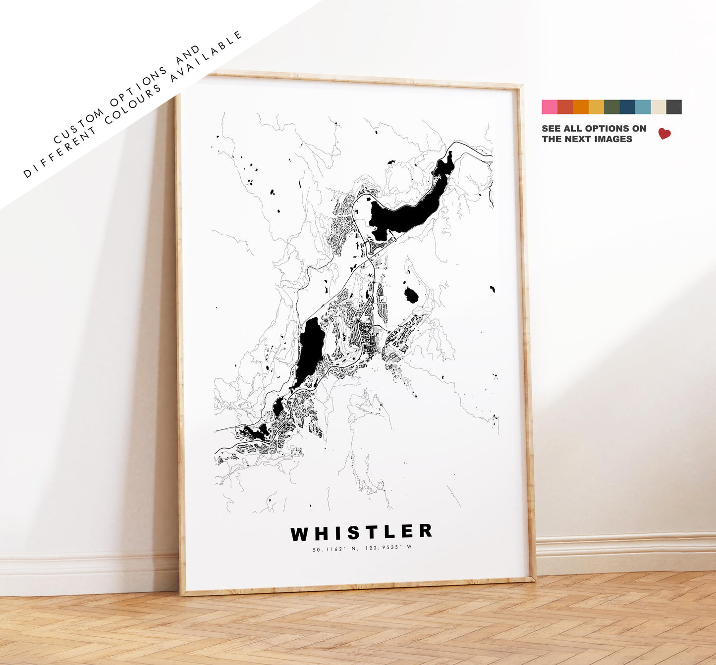 Whistler Map Print - City Map Poster - Map Art - Map Wall Art - Canada City Maps - Whistler Print - Whistler Poster - Minimalist City Map