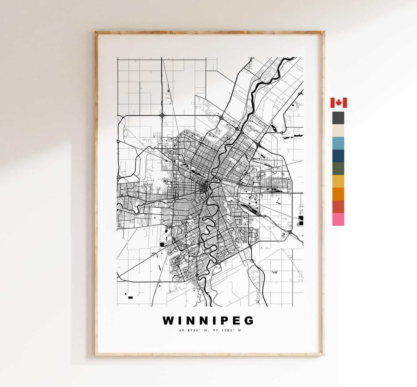 Winnipeg Map Print - City Map Poster - Map Art - Map Wall Art - Canada City Maps - Winnipeg Print - Winnipeg Poster - Minimalist City Map