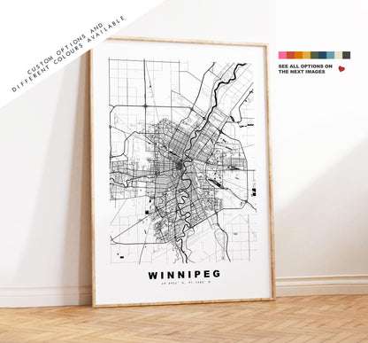 Winnipeg Map Print - City Map Poster - Map Art - Map Wall Art - Canada City Maps - Winnipeg Print - Winnipeg Poster - Minimalist City Map