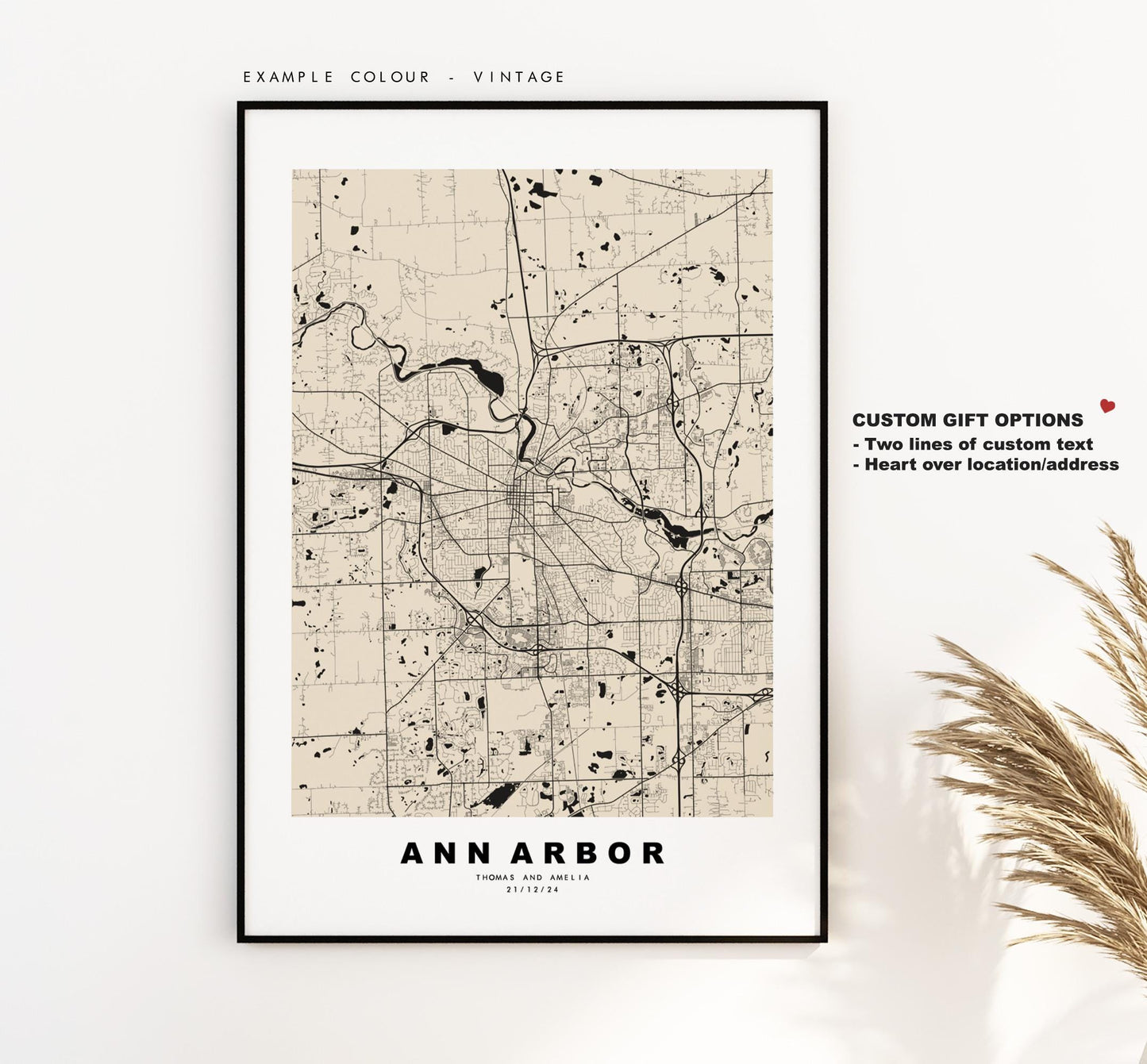 Ann Arbor Map Print - City Map Poster - Map Art - USA City Maps - Ann Arbor Print - Ann Arbor Poster - Minimalist City Map - Michigan