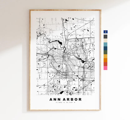 Ann Arbor Map Print - City Map Poster - Map Art - USA City Maps - Ann Arbor Print - Ann Arbor Poster - Minimalist City Map - Michigan