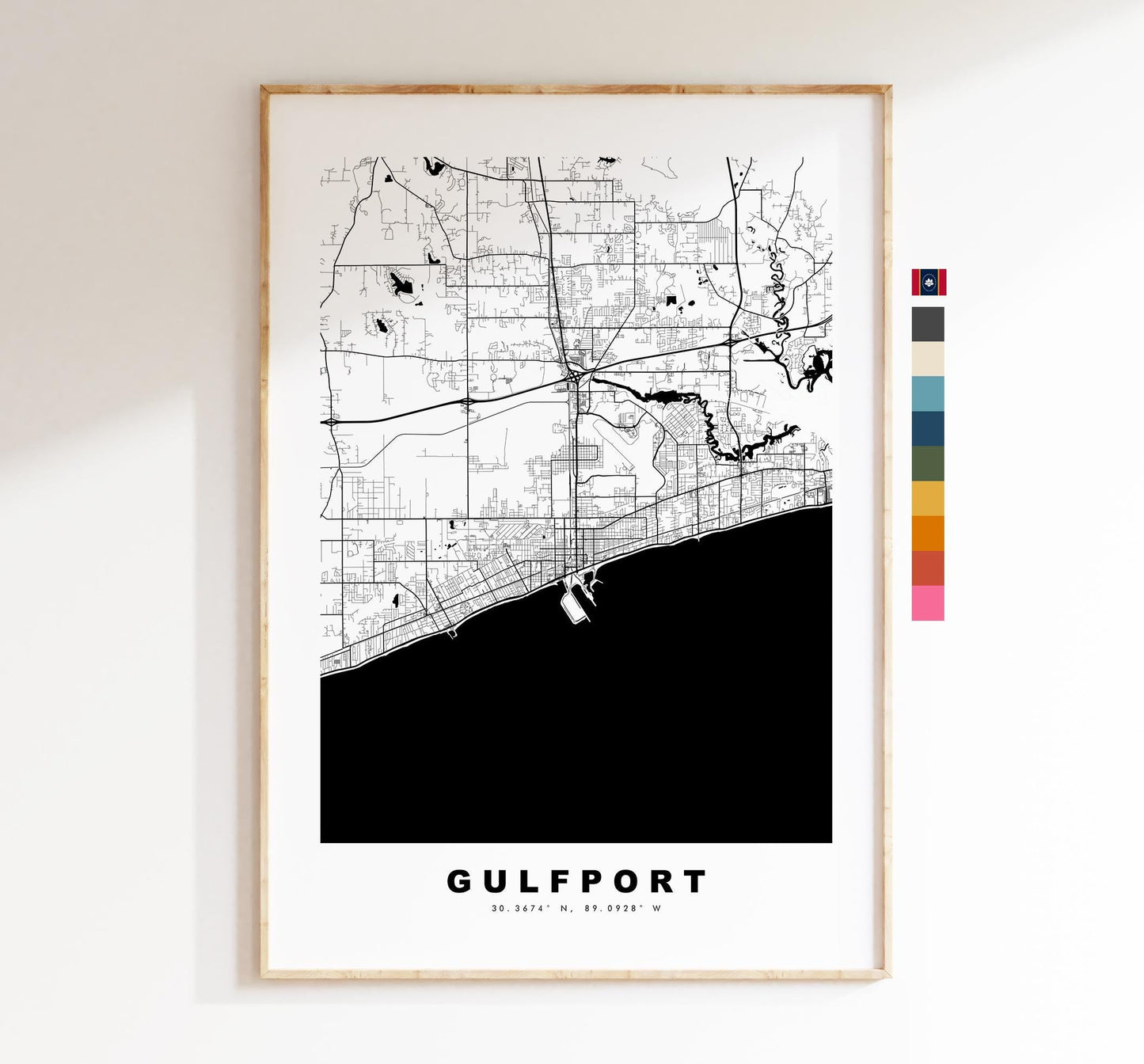 Gulfport Map Print - City Map Poster - Map Art - USA City Maps - Gulfport Print - Gulfport Poster - Minimalist City Map - Mississippi