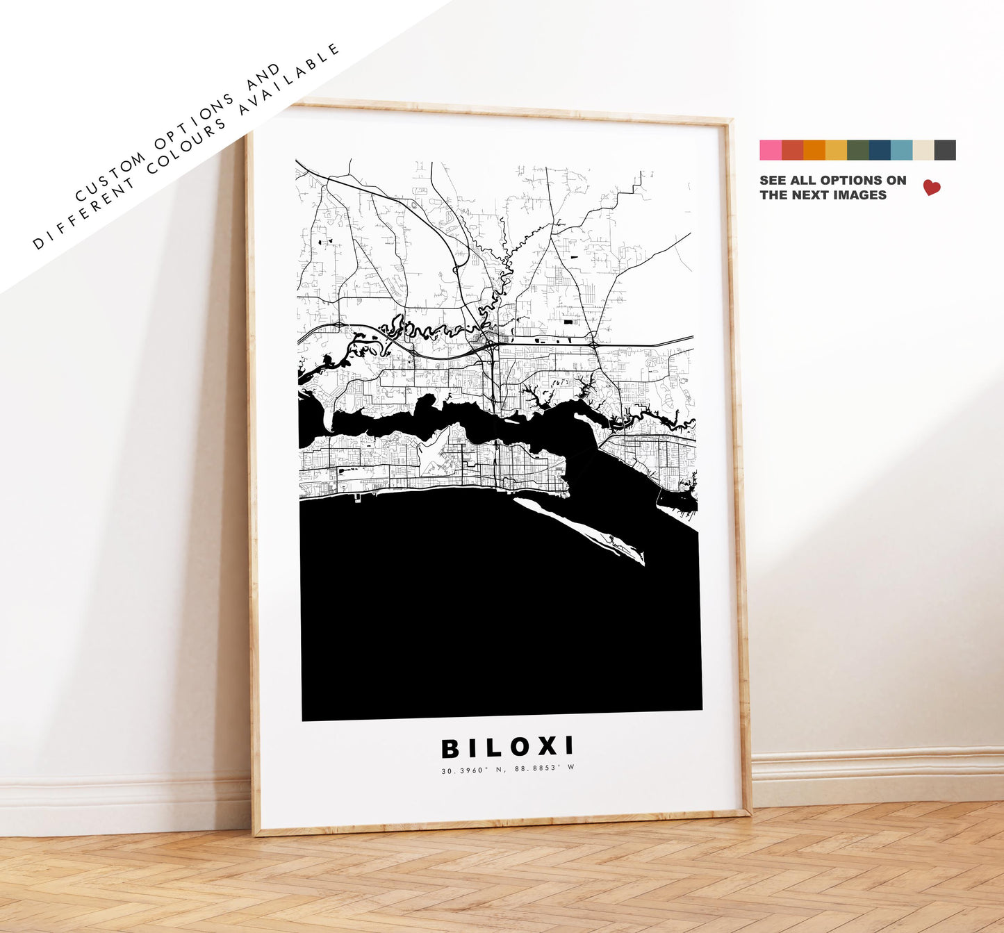 Biloxi Map Print - City Map Poster - Map Art - USA City Maps - Biloxi Print - Biloxi Poster - Minimalist City Map - Mississippi