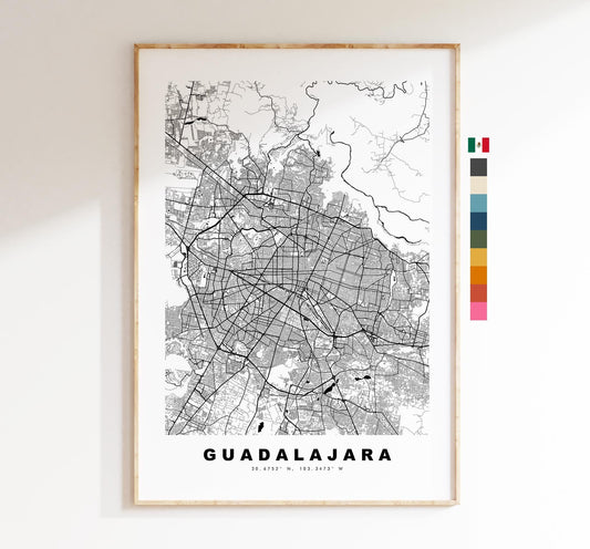 Guadalajara Map Print - City Map Poster - Map Art - Map Wall Art - Mexico City Maps - Guadalajara Print - Poster - Minimalist City Map