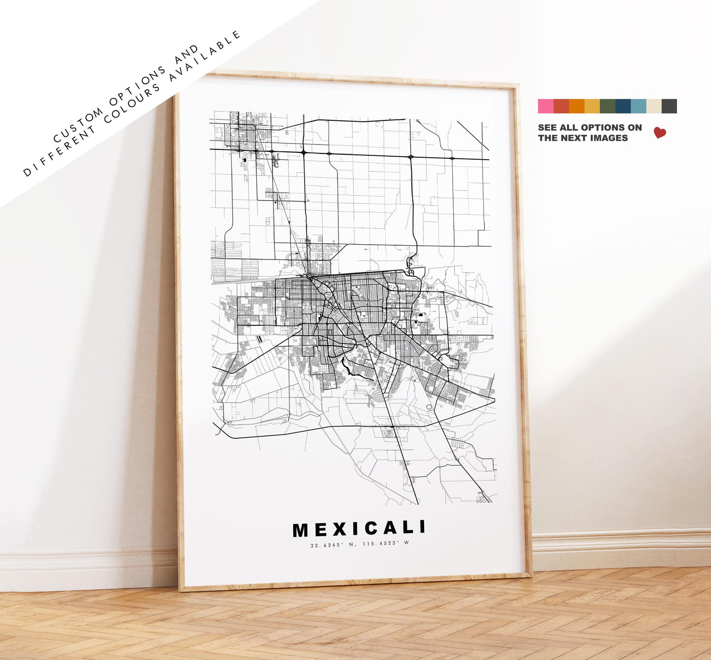 Mexicali Map Print - City Map Poster - Map Art - Map Wall Art - Mexico City Maps - Mexicali Print - Mexicali Poster - Minimalist City Map