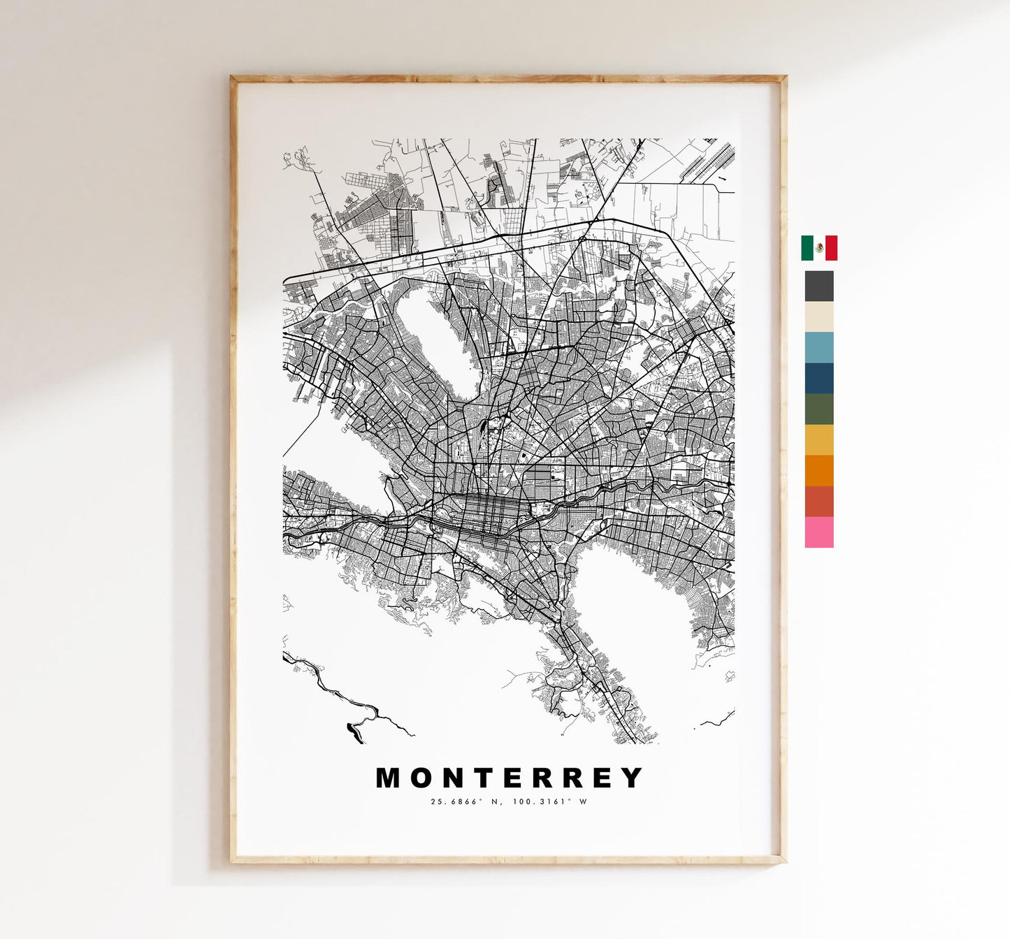 Monterrey Map Print - City Map Poster - Map Art - Map Wall Art - Mexico City Maps - Monterrey Print - Monterrey Poster - Minimalist City Map