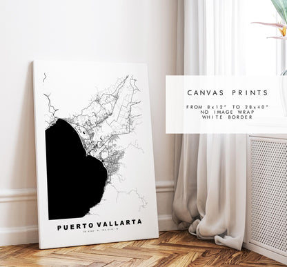 Puerto Vallarta Map Print - City Map Poster - Map - Map Wall Art - Mexico City Maps - Puerto Vallarta Print - Poster - Minimalist City Map