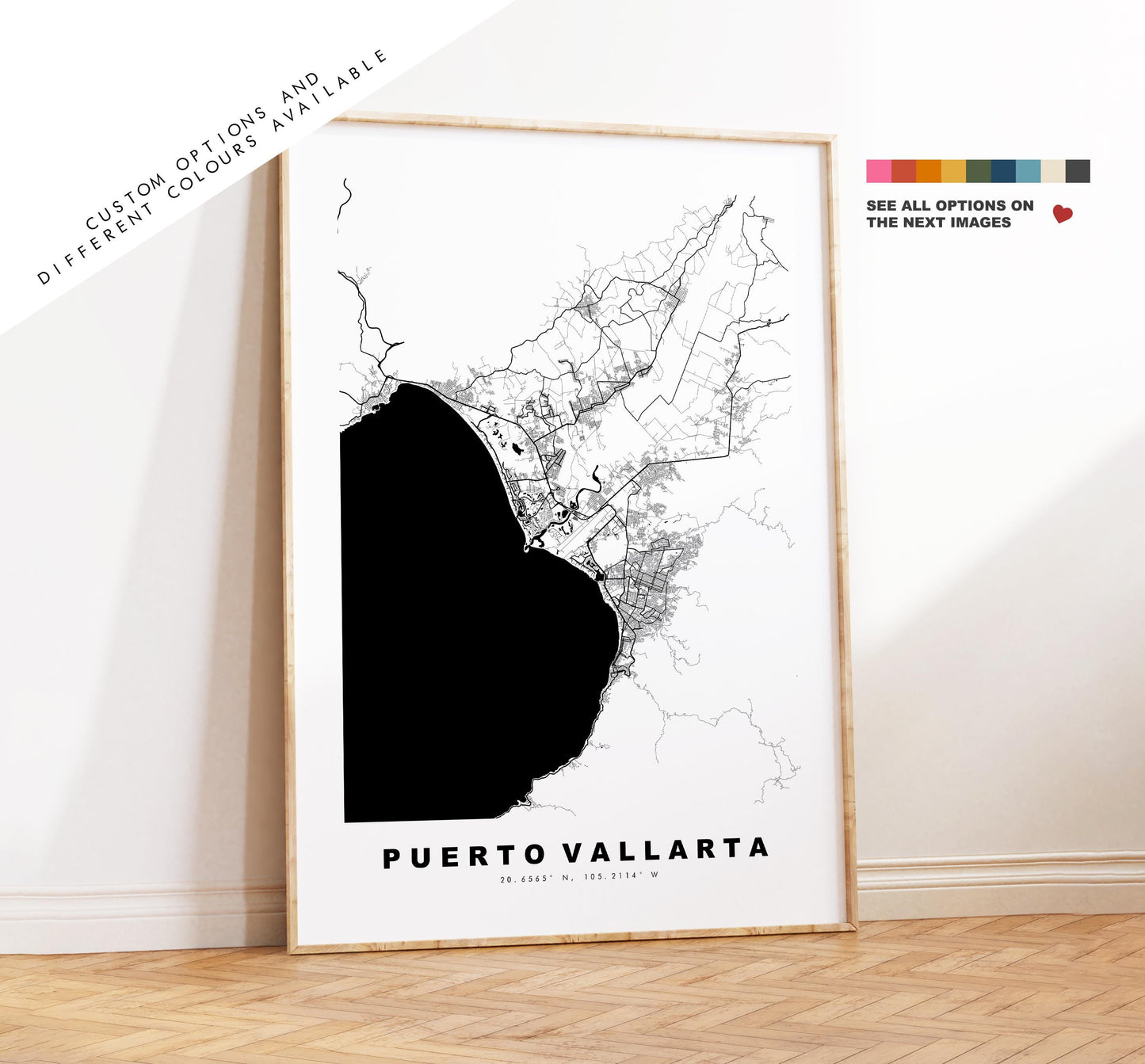 Puerto Vallarta Map Print - City Map Poster - Map - Map Wall Art - Mexico City Maps - Puerto Vallarta Print - Poster - Minimalist City Map