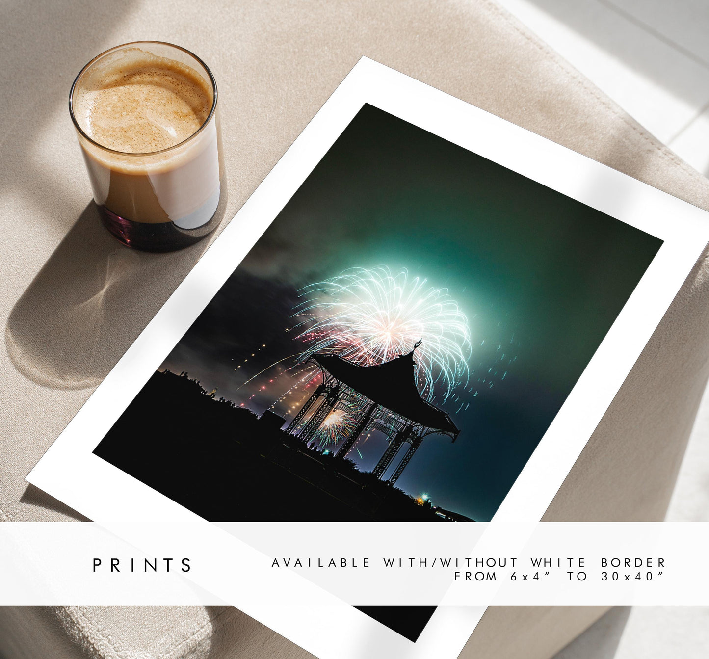 Southsea Bandstand Fireworks - Photography Print - Portsmouth and Southsea Prints - Wall Art -  Frame and Canvas Options - Portrait