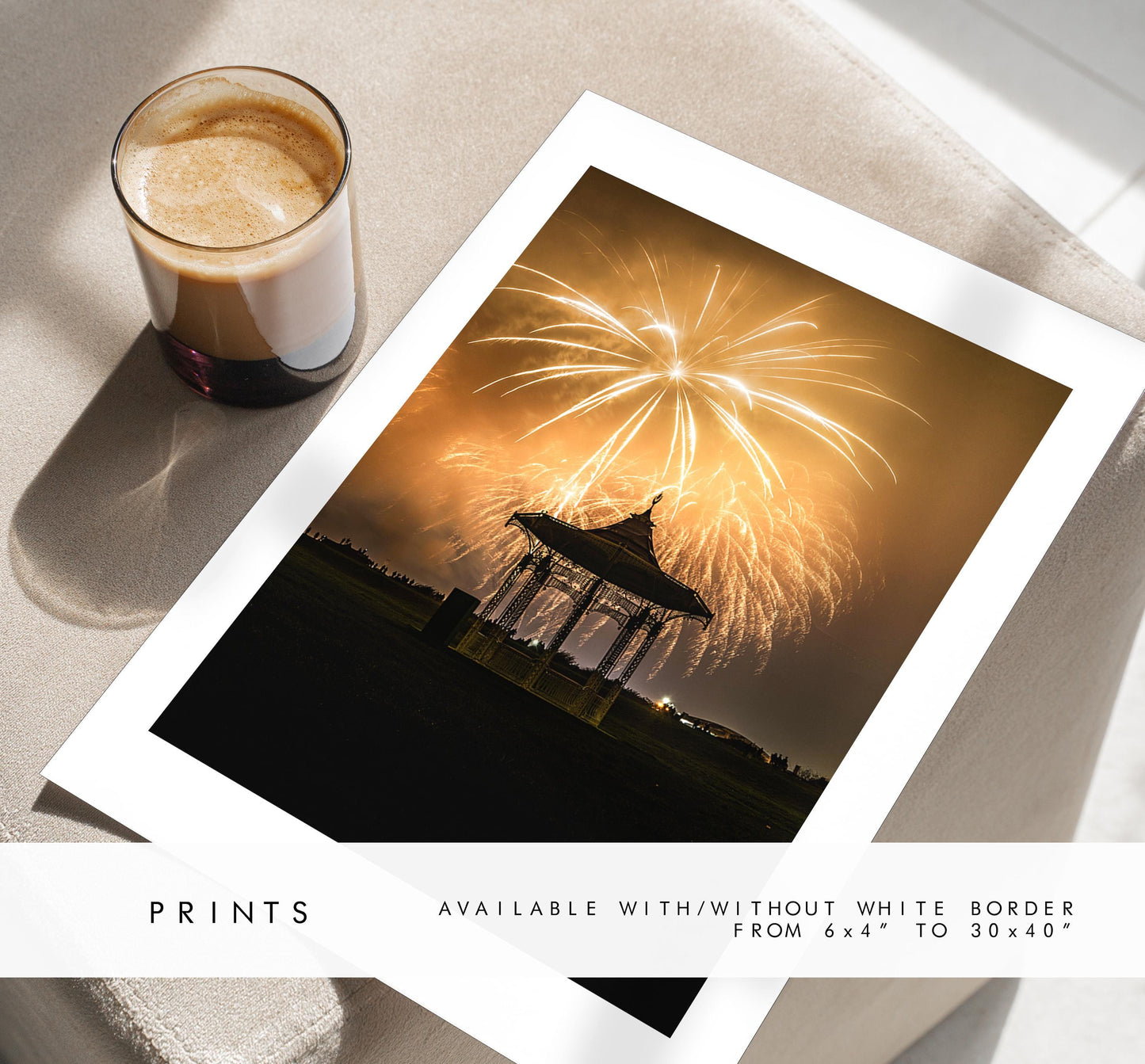 Southsea Bandstand Fireworks - Photography Print - Portsmouth and Southsea Prints - Wall Art -  Frame and Canvas Options - Portrait